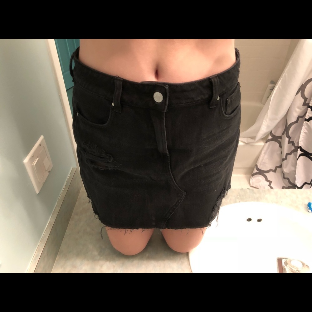 Black denim skirt
